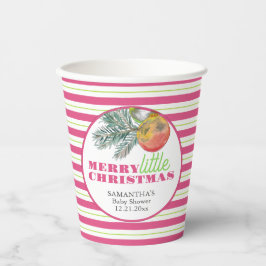 Christmas Theme Baby Shower Paper Cups Pink Green Pappbecher