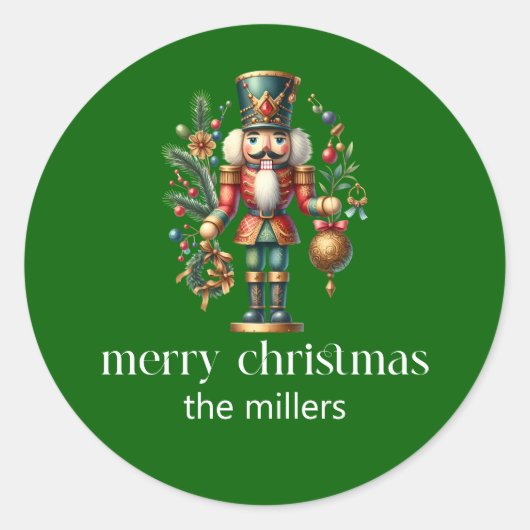 Christmas Theme Cute Nutcracker Retro Typography Runder Aufkleber (Vorderseite)