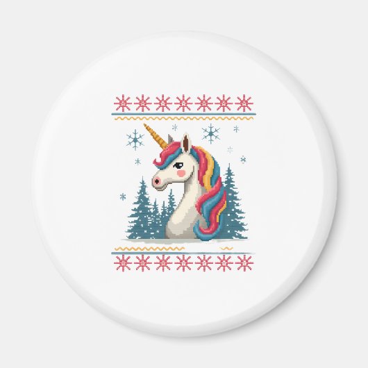 Christmas Theme Knitted Unicorn Unicorns T-Shirt ( Magnet (Vorne)