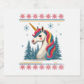 Christmas Theme Knitted Unicorn Unicorns T-Shirt ( Schaumweinetikett (Einzelnes Label)