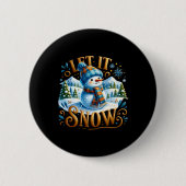 Christmas Theme Let It Snow Cute Snowman T Shirt Button (Vorderseite)