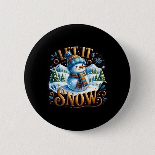 Christmas Theme Let It Snow Cute Snowman T Shirt Button (Vorderseite)