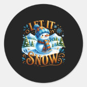 Christmas Theme Let It Snow Cute Snowman T Shirt Runder Aufkleber (Vorderseite)