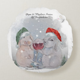 Christmas Theme Pipa & Marlow print Rundes Kissen