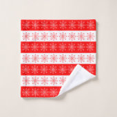 Christmas Theme Red White Stripes Snowflakes Badhandtuch Set (Waschlappen)