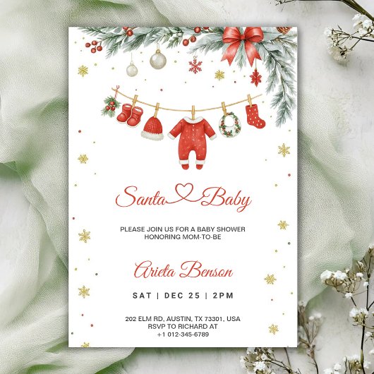 Christmas themed baby shower invitation einladung