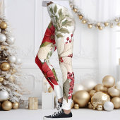 Christmas Themed Poinsettia Leggings