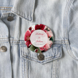  Christmas Themed Red Floral Wedding  Button