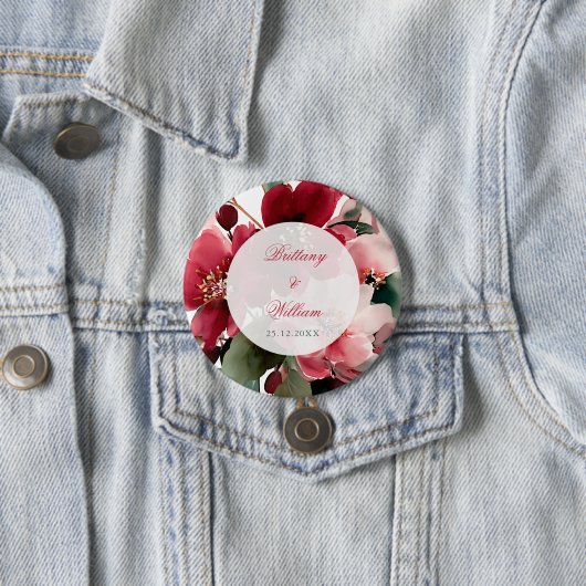Christmas Themed Red Floral Wedding Button (Beispiel)