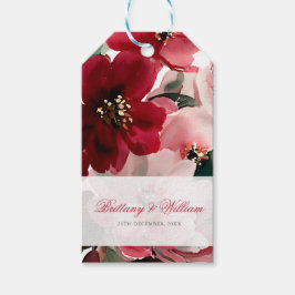 Christmas Themed Red Floral Wedding Geschenkanhänger