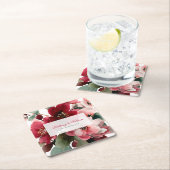 Christmas Themed Red Floral Wedding Rechteckiger Pappuntersetzer (Vor Ort)