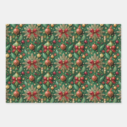 Christmas-themed three festive patterns geschenkpapier set (Vorderseite 2)