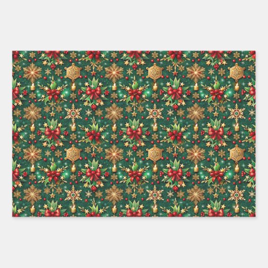 Christmas-themed three festive patterns geschenkpapier set (Vorderseite)