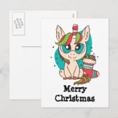 Christmas Themed Unicorn Feiertagspostkarte (Vorne/Hinten)