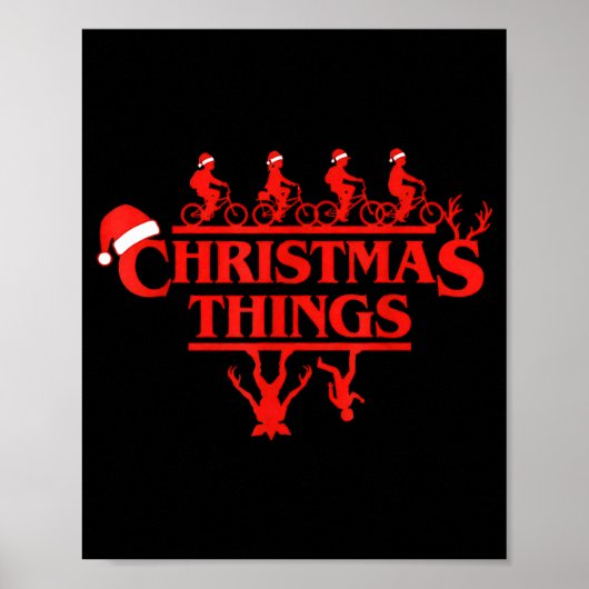 Christmas Things Red Lettering Bike Squad Holiday Poster (Vorne)