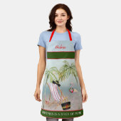 Christmas Think Beach Palm Trees Flamingo Schürze (Getragen)