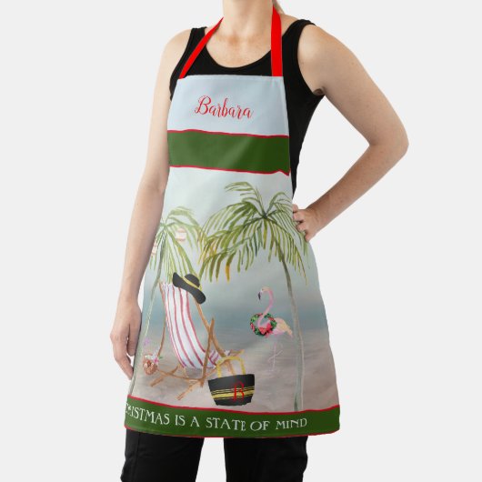 Christmas Think Beach Palm Trees Flamingo Schürze (InSitu)