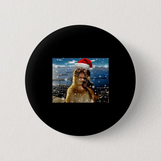 Christmas Thinking Monkey Meme Brainrot Xmas Gift  Button (Vorderseite)