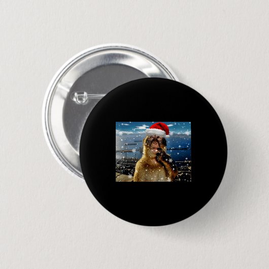 Christmas Thinking Monkey Meme Brainrot Xmas Gift  Button (Vorne & Hinten)