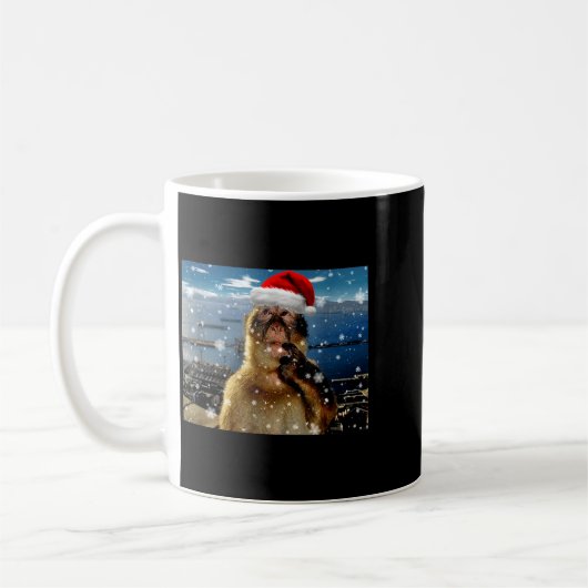 Christmas Thinking Monkey Meme Brainrot Xmas Gift  Kaffeetasse (Links)