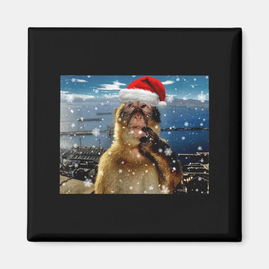 Christmas Thinking Monkey Meme Brainrot Xmas Gift  Magnet (Vorne)