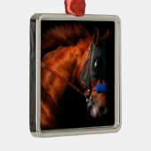Christmas Thoroughbred Racehorse Ornament Aus Metall (Rechts)