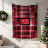 Christmas Throw Blanket Red Black Tartan Style Fleecedecke