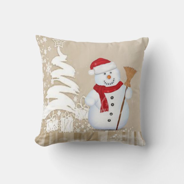 Christmas Throw Pillow Snowman Kissen (Vorderseite)