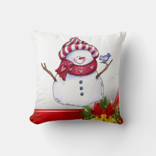 Christmas Throw Pillow Snowman Kissen