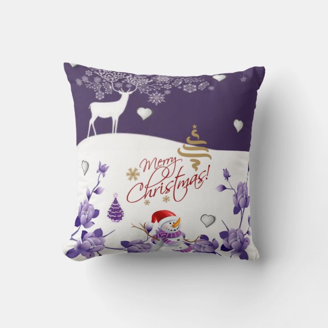 Christmas Throw Pillow Snowman Kissen (Vorderseite)