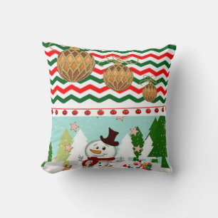 Christmas Throw Pillow Snowman Kissen