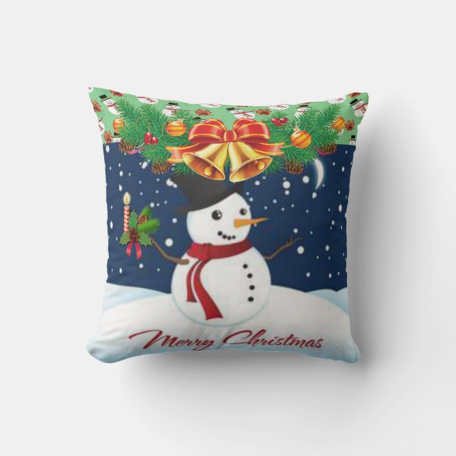 Christmas Throw Pillow Snowman Kissen (Vorderseite)