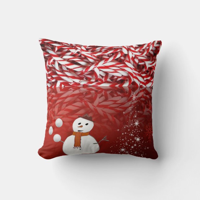 Christmas Throw Pillow Snowman Peppermint Kissen (Vorderseite)