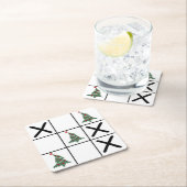Christmas Tic Tac Toe Rechteckiger Pappuntersetzer (Vor Ort)
