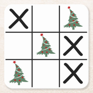 Christmas Tic Tac Toe Rechteckiger Pappuntersetzer
