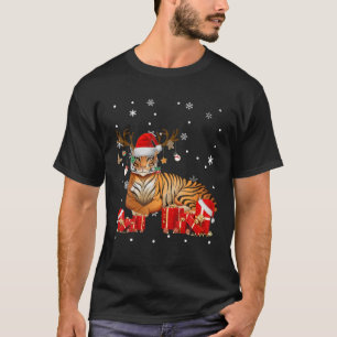 Christmas Tiger Funny Santa Reindeer Tiger Lover G T-Shirt