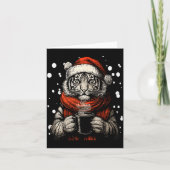 Christmas Tiger With Santa Hat Coffee Lover Funny Karte (Vorderseite)
