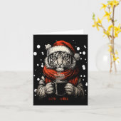 Christmas Tiger With Santa Hat Coffee Lover Funny Karte (Gelbe Blume)