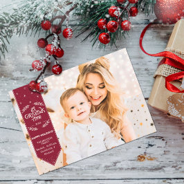 Christmas Time burgundi Happy Holidays Foto Feiertagskarte