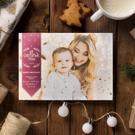 Christmas Time burgundi Happy Holidays Foto Feiertagskarte