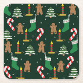 Christmas time with gingerbread and candy canes, rechteckiger pappuntersetzer (Vorderseite)
