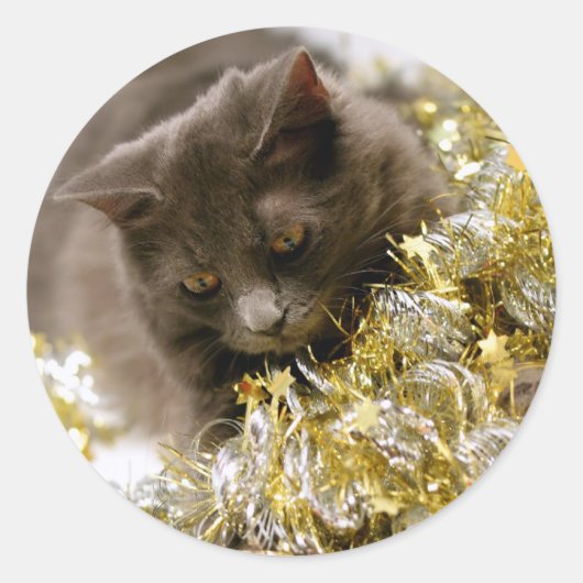 Christmas Tinsel Kitty Stickers (Vorderseite)