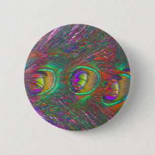 Christmas Tinsel Peacock Feathers Button