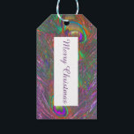 Christmas Tinsel Peacock Feathers Geschenkanhänger<br><div class="desc">Dieses phantastische Set von Geschenketiketten zeigt ein festliches Foto einiger Pfauenfedern, die mit Makrofotografie aufgenommen wurden. Um die Details hervorzuheben, wurden künstliche Farbtechniken eingesetzt. Das Ergebnis ist ein lila Töneffekt, bei dem die Augenfugen Rot und Grün zeigen. Auf der Rückseite befindet sich ein anpassbarer Text, sodass Sie Ihre Geschenketiketten personalisieren...</div>