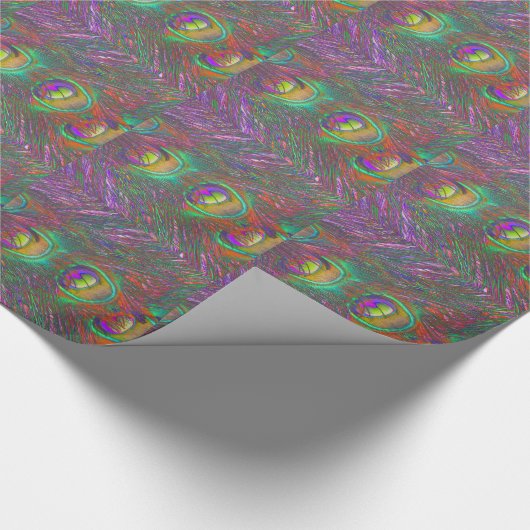 Christmas Tinsel Peacock Feathers Geschenkpapier (Ecke)