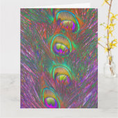 Christmas Tinsel Peacock Feathers Grußkarte Karte (Gelbe Blume)