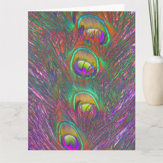 Christmas Tinsel Peacock Feathers Grußkarte Karte (Vorderseite)
