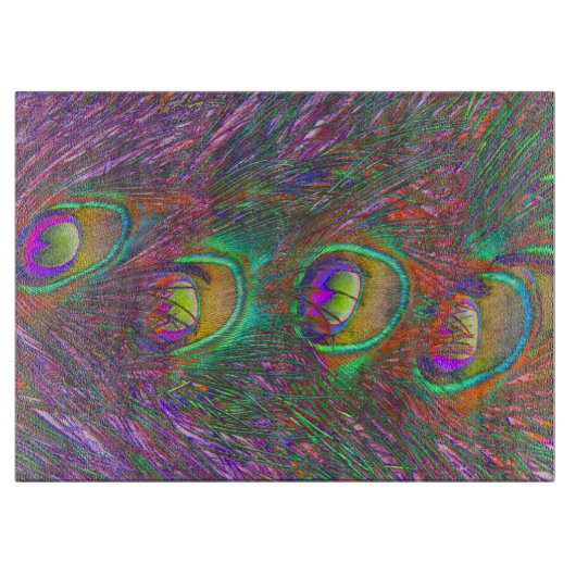 Christmas Tinsel Peacock Feathers Schneidebrett (Vorderseite)