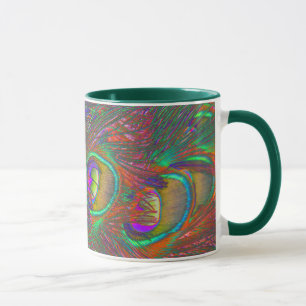 Christmas Tinsel Peacock Feathers Tasse