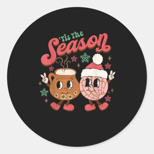 Christmas Tis The Season Mexican Concha Pan Dulce Runder Aufkleber (Vorderseite)